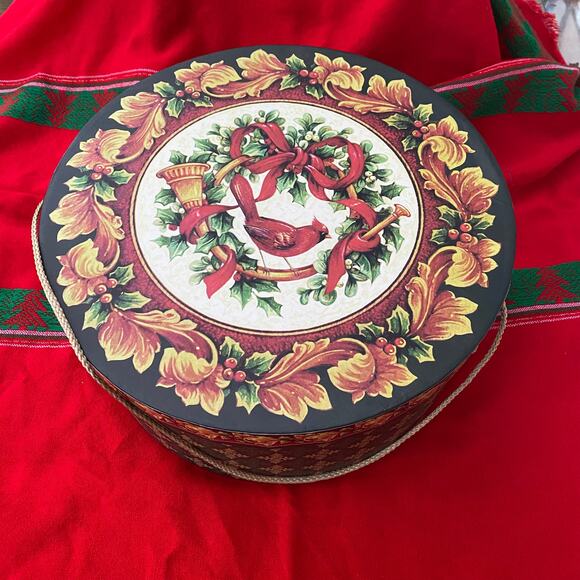 BEAUTIFUL! Pamela Gladding 16” Round Christmas Gift~Storage Box with Lid - Picture 1 of 9